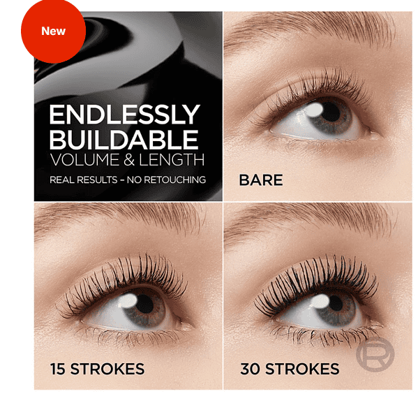 L'Oreal Paris Big Deal Mascara Washable, Buildable, Blackest Black, 0.33 fl oz - Image 2